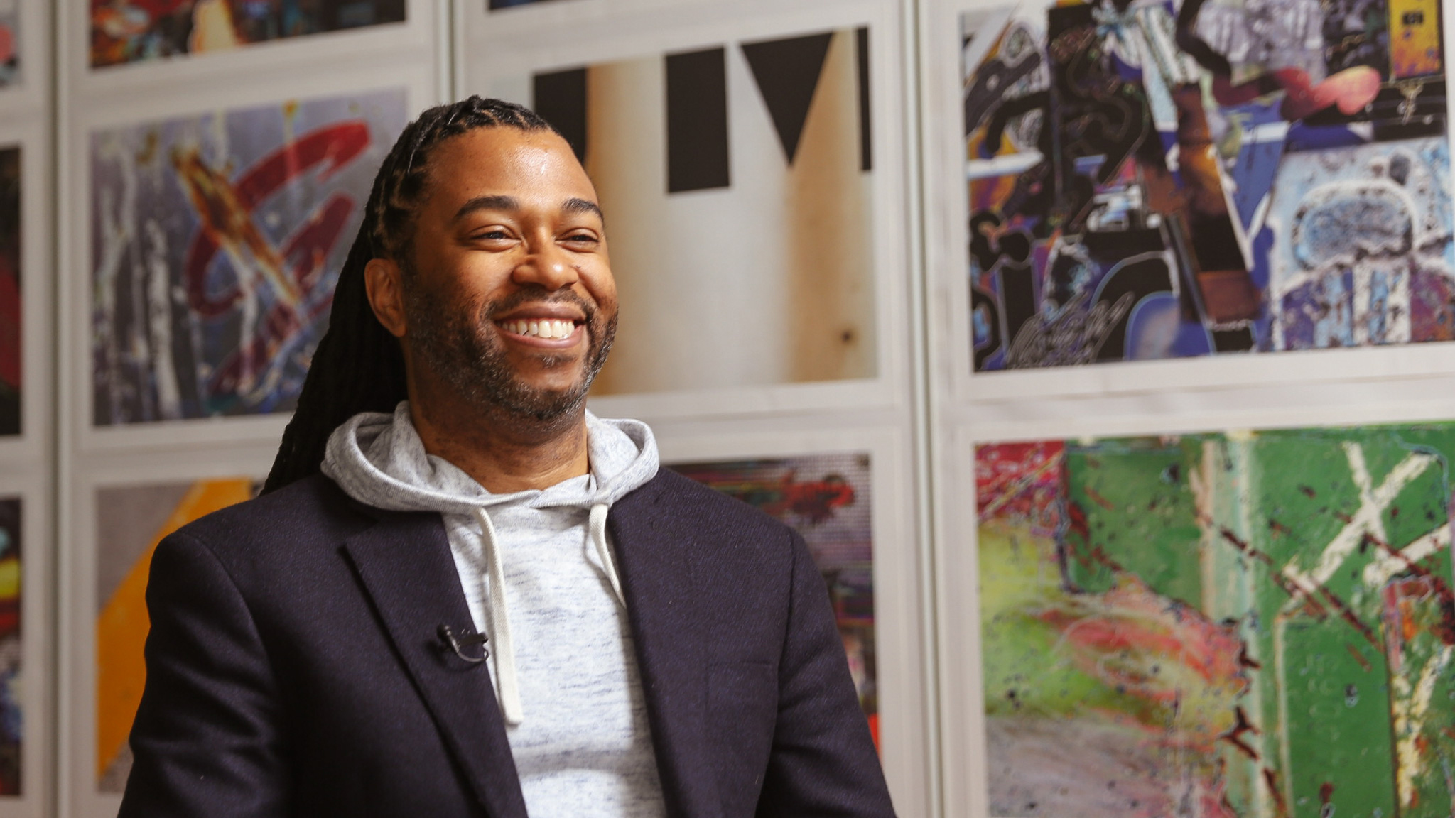 Terrence Burrell, interim chief creative officer at Burrell Communications, smiles during an interview with the roadtrippers.